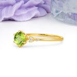 Unique and Minimalist 6-Prong Round Cut Peridot Engagement Ring - Additional view