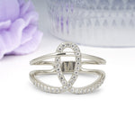 Geometric Two-Tier Intertwined Oval Half Side Pave Moissanite Wedding Ring - Additional view