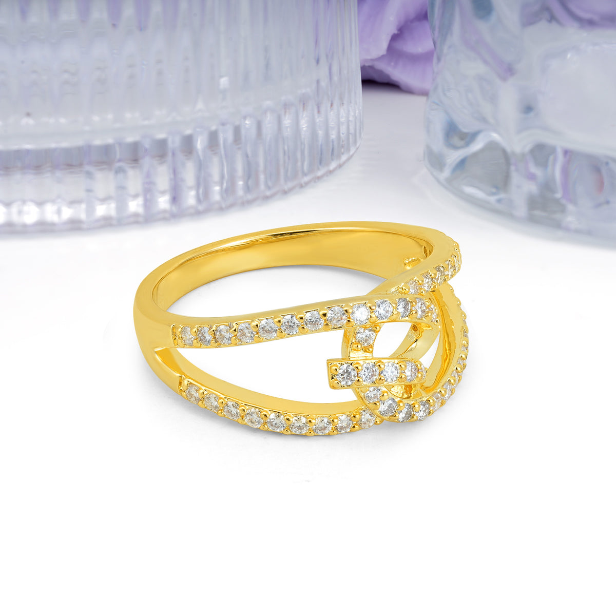 Lustrous Intertwined?Knot Round?Cut Moissanite Pav¨¦ Wedding Ring - Additional view