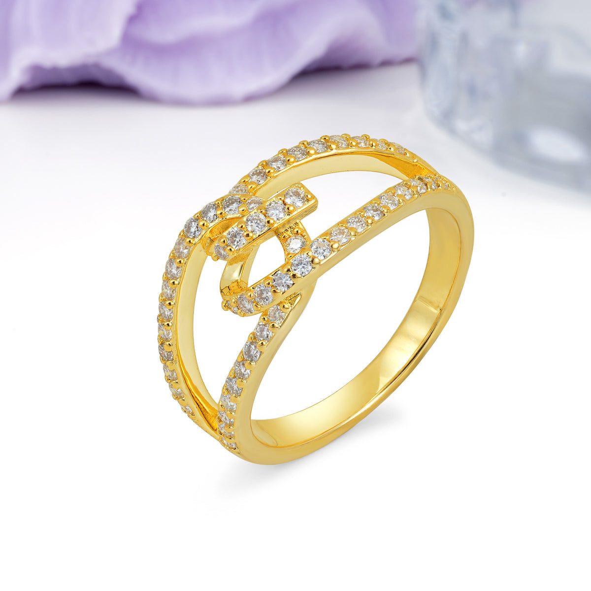 Lustrous Intertwined?Knot Round?Cut Moissanite Pav¨¦ Wedding Ring - Additional view