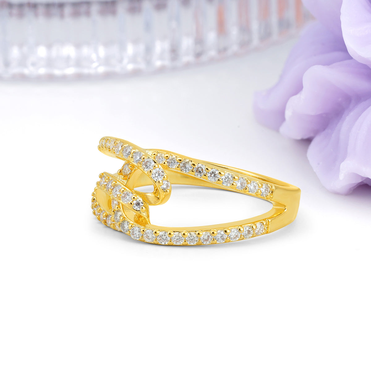 Lustrous Intertwined?Knot Round?Cut Moissanite Pav¨¦ Wedding Ring - Additional view