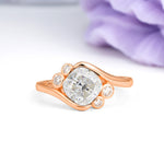 Unique Inset Princess Cut Moissanite Engagement Ring - Additional view