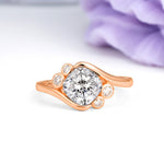 Unique Inset Princess Cut Lab Diamond Engagement Ring - Additional view