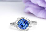 Unique Inset Princess Cut Sapphire Engagement Ring - Additional view