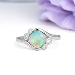 Unique Inset Princess Cut Fire Opal Engagement Ring - Additional view