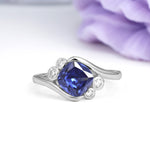 Unique Inset Princess Cut Tanzanite Engagement Ring - Additional view