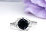 Unique Inset Princess Cut Black Onyx Engagement Ring - Additional view