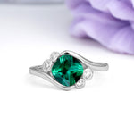 Unique Inset Princess Cut Emerald Engagement Ring - Additional view
