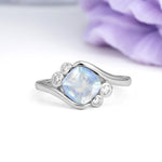 Unique Inset Princess Cut Moonstone Engagement Ring - Additional view