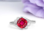 Unique Inset Princess Cut Ruby Engagement Ring - Additional view