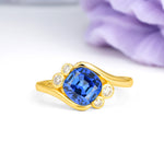 Unique Inset Princess Cut Sapphire Engagement Ring - Additional view