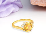 Unique Inset Princess Cut Citrine Engagement Ring - Additional view