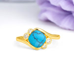 Unique Inset Princess Cut Turquoise Engagement Ring - Additional view