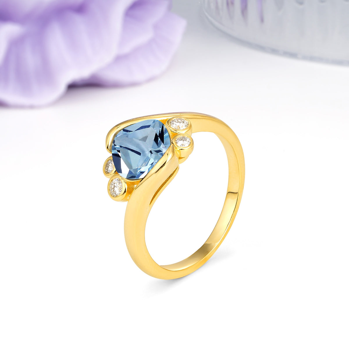 Unique Inset Princess Cut Aquamarine Engagement Ring - Additional view