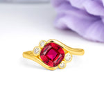 Unique Inset Princess Cut Ruby Engagement Ring - Additional view