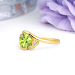 Unique Inset Princess Cut Peridot Engagement Ring - Additional view