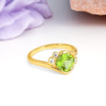 Unique Inset Princess Cut Peridot Engagement Ring - Additional view