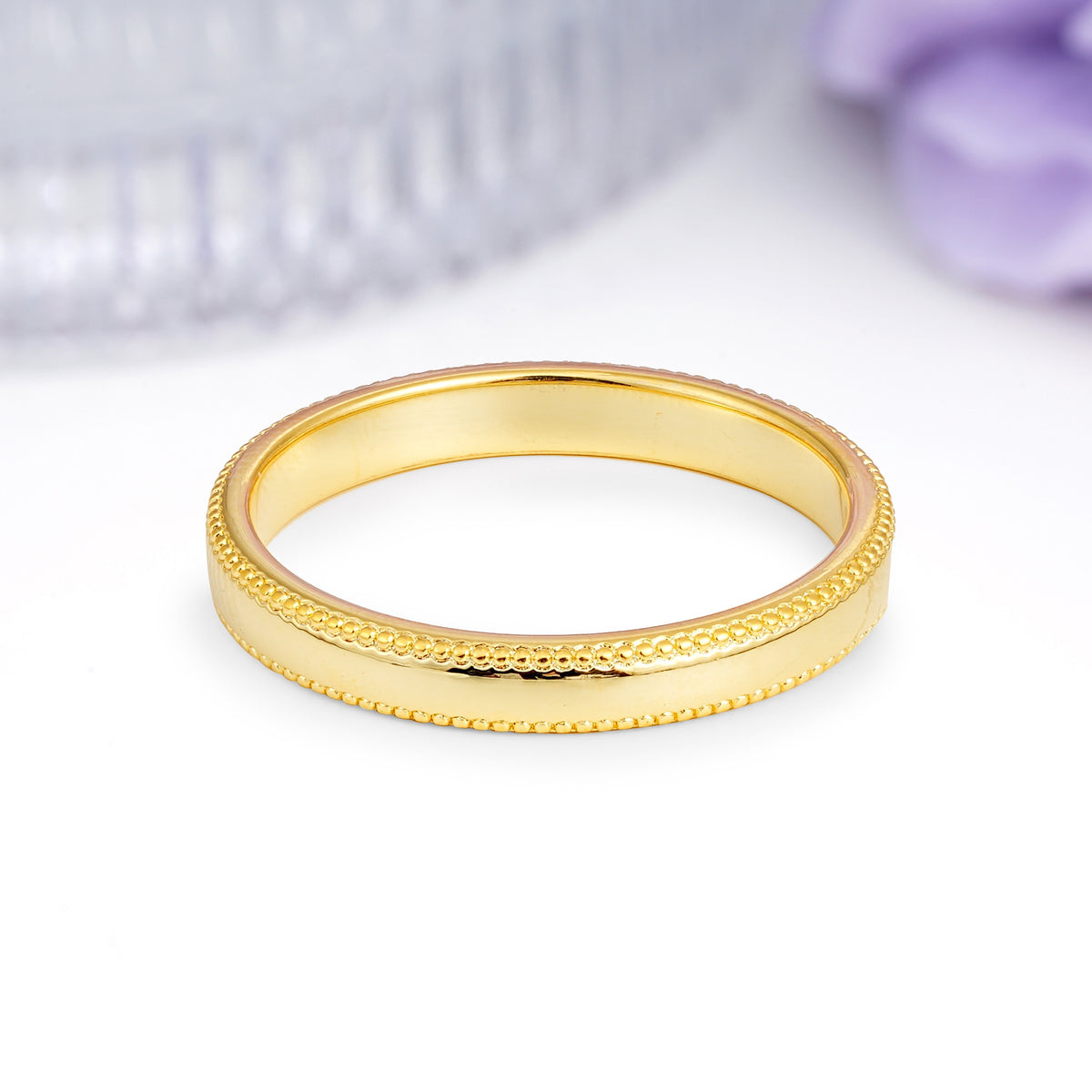 Double?Sided Milgrain Beaded?Edge Polished Wedding Ring - Additional view