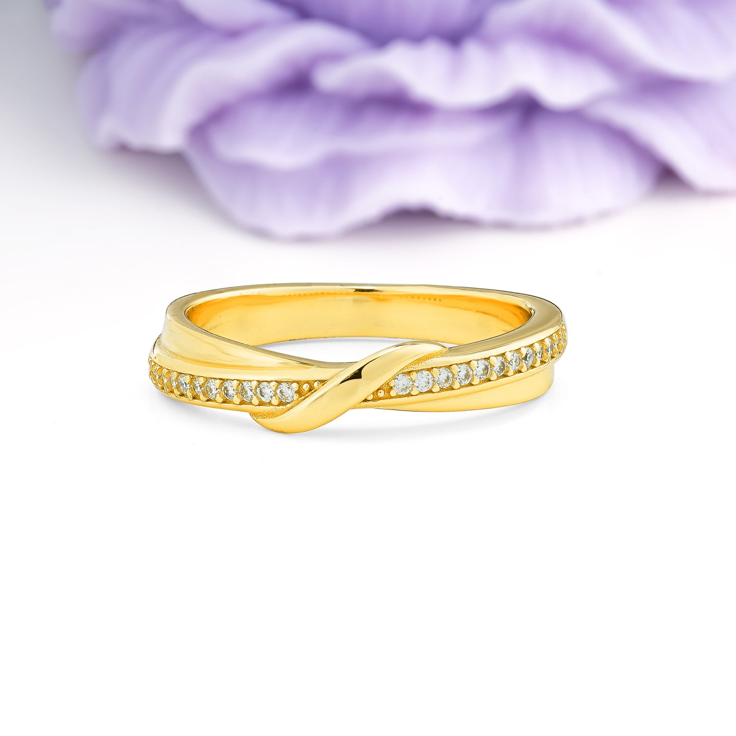 Interlaced Knot?Style Pave Moissanite Wedding Ring - Additional view