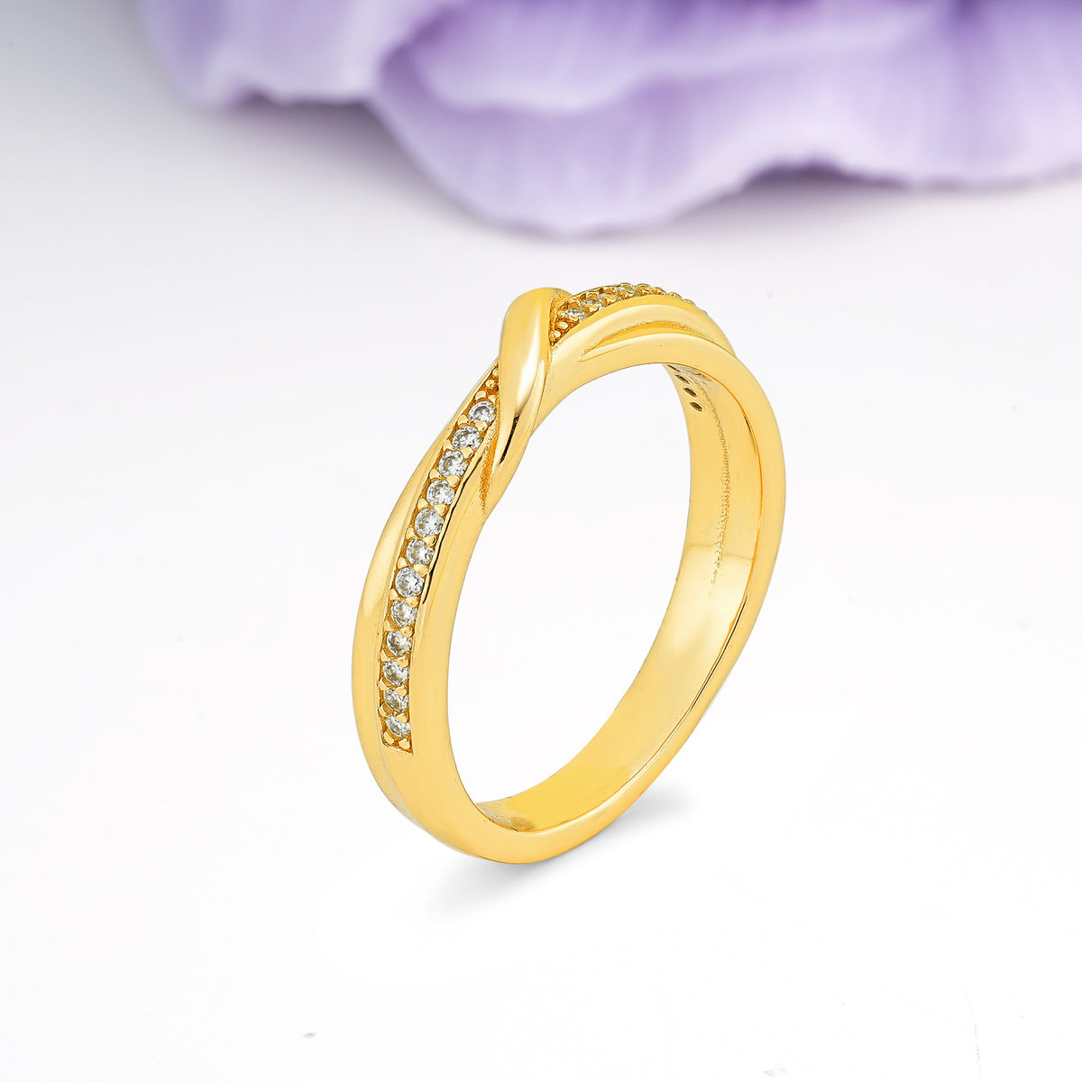 Interlaced Knot?Style Pave Moissanite Wedding Ring - Additional view