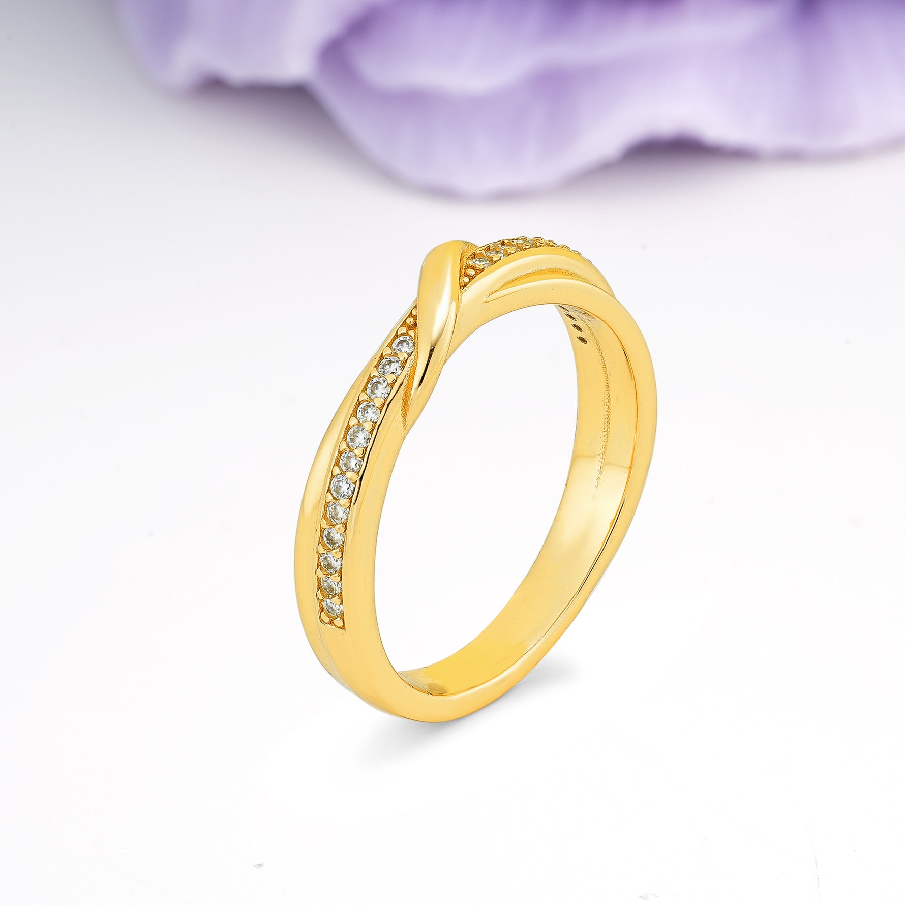 Interlaced Knot?Style Pave Moissanite Wedding Ring - Additional view