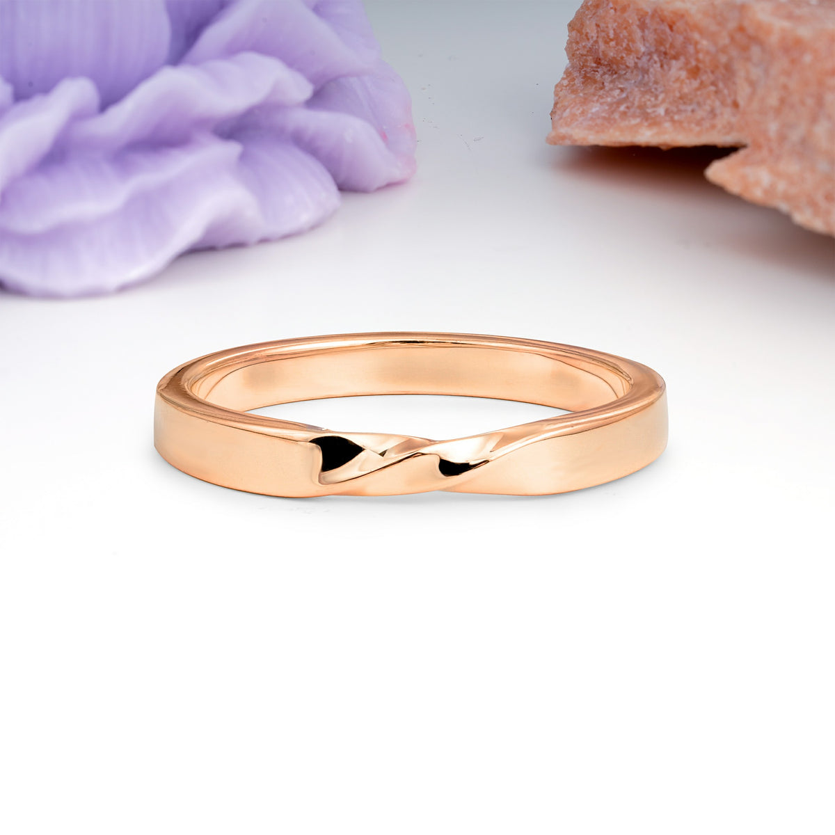 Sleek Mid?Shank Twisted Unadorned Promise Wedding Ring - Additional view