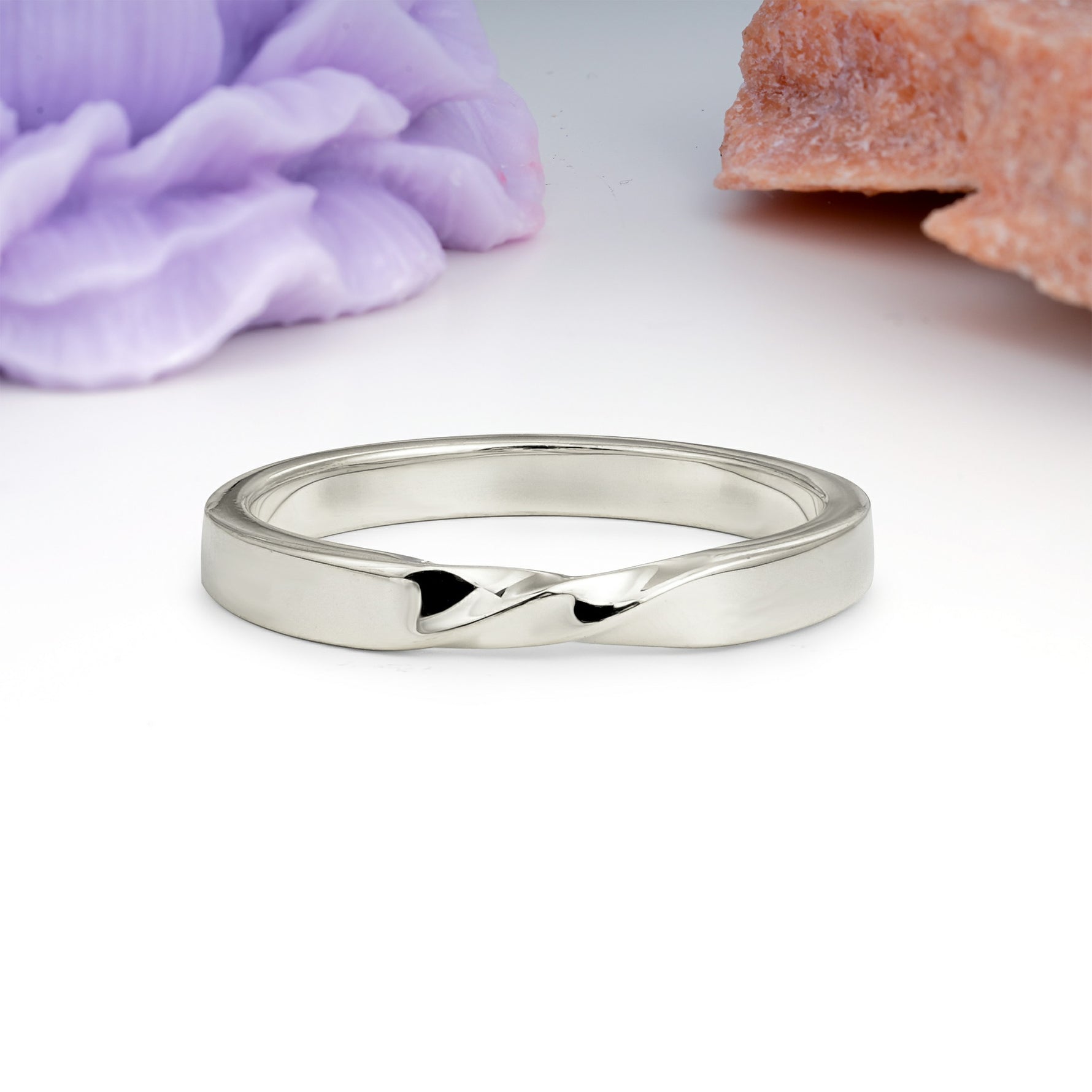 Sleek Mid?Shank Twisted Unadorned Promise Wedding Ring - Additional view