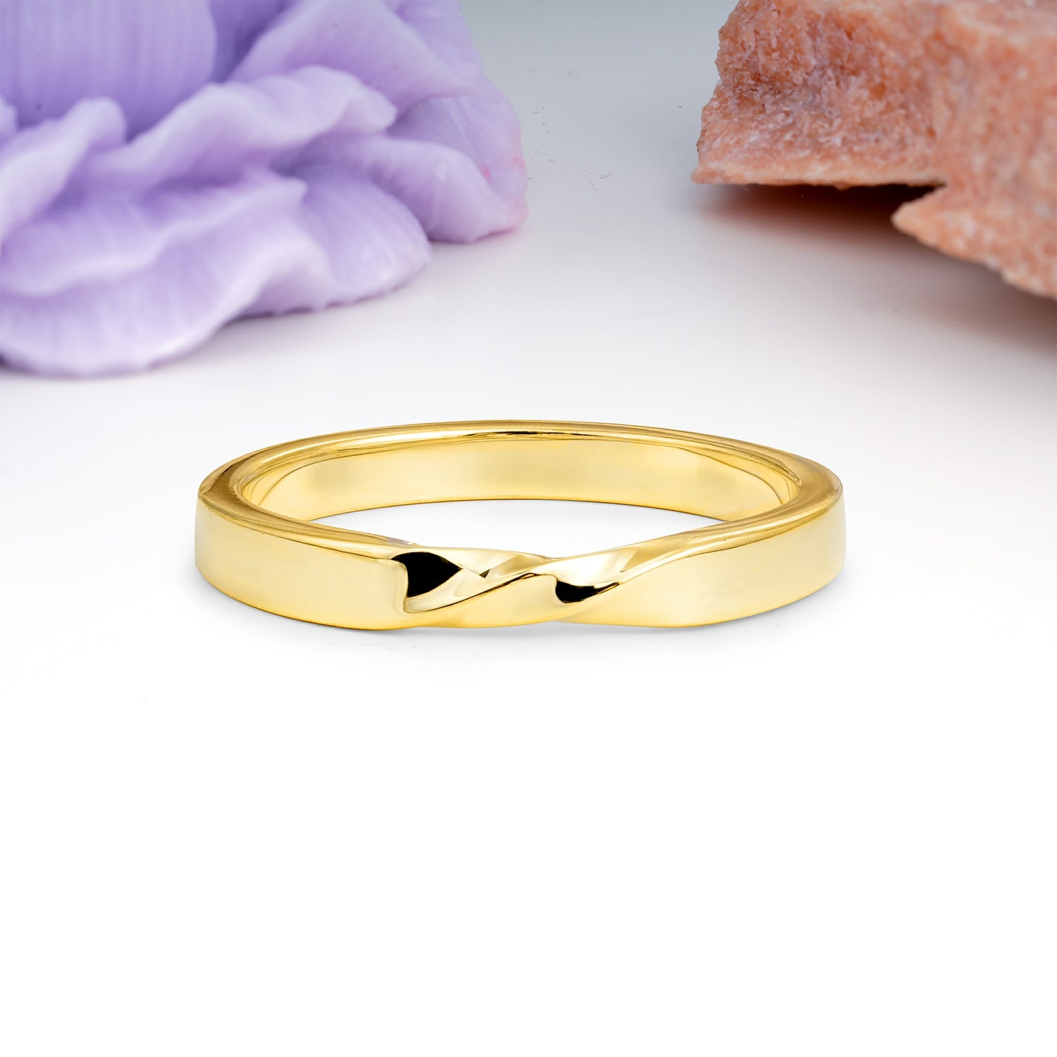 Sleek Mid?Shank Twisted Unadorned Promise Wedding Ring - Additional view