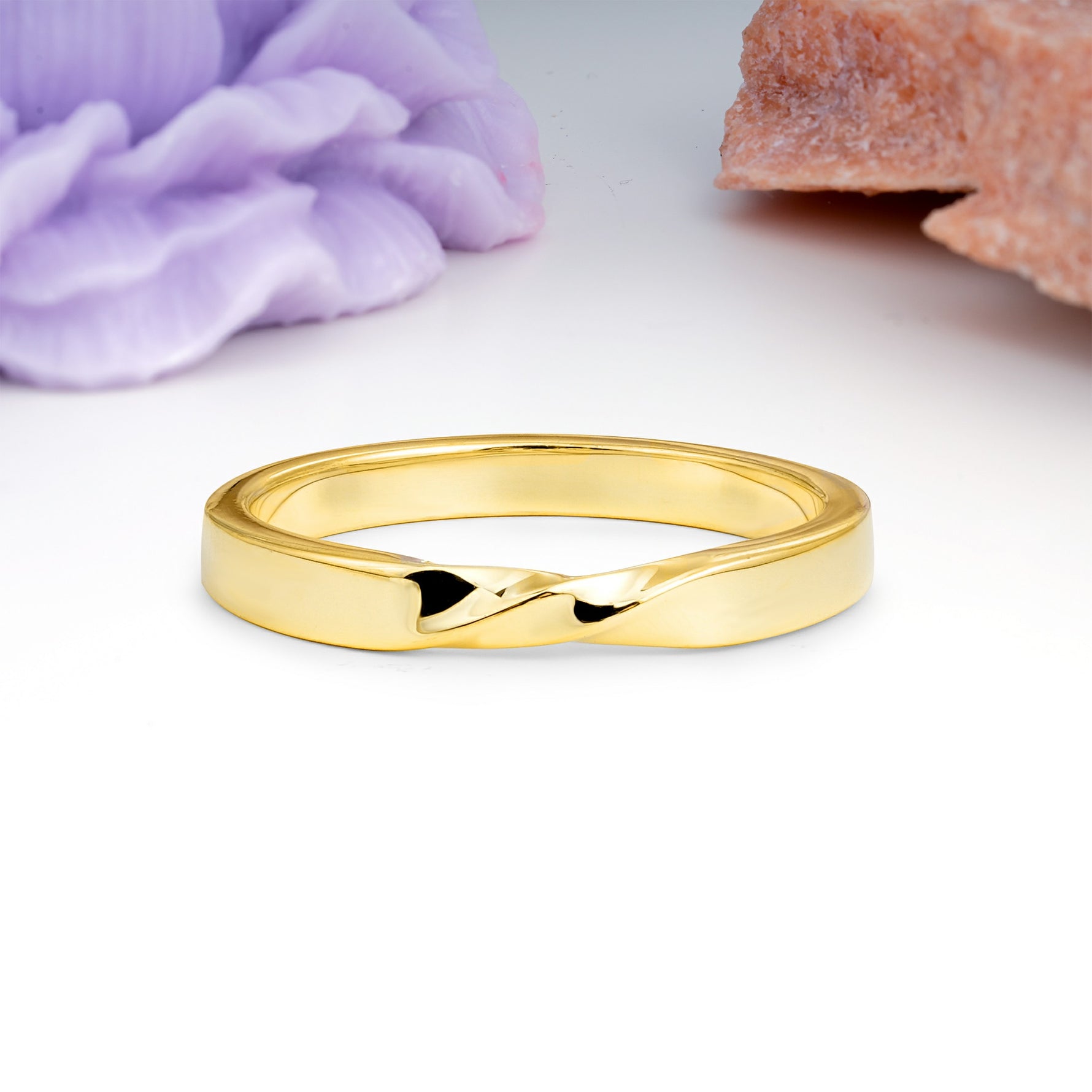 Sleek Mid?Shank Twisted Unadorned Promise Wedding Ring - Additional view