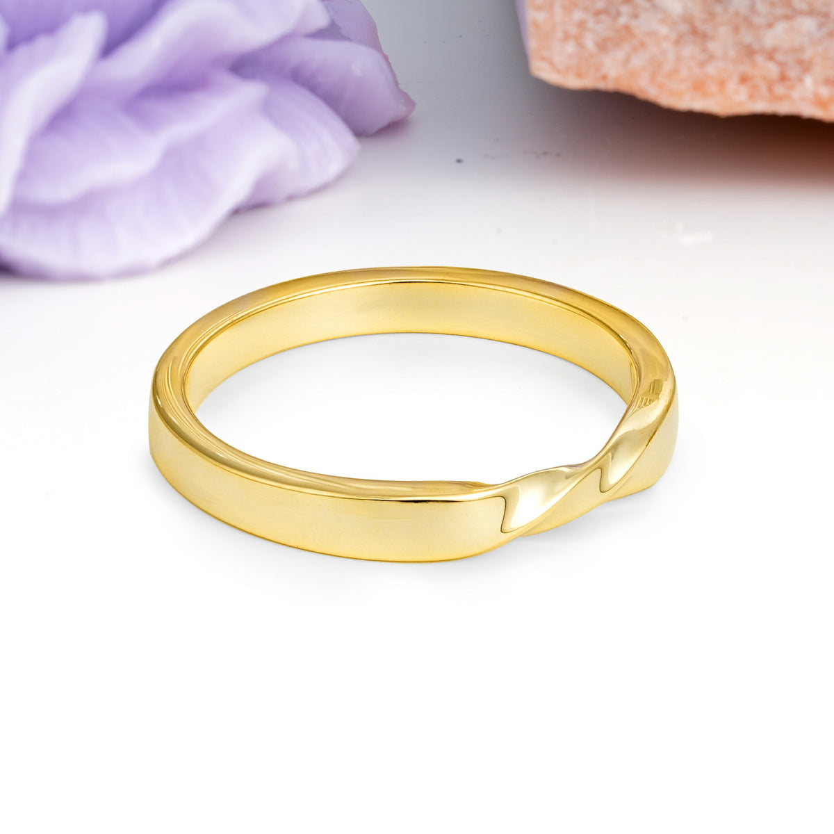 Sleek Mid?Shank Twisted Unadorned Promise Wedding Ring - Additional view