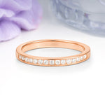 Soft Glossy Narrow Half Eternity Full Continuous Round Cut Moissanite Wedding Ring - Additional view