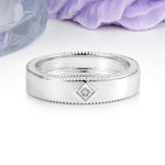 Wide Domed Full Dual Milgrain Beaded Edge Single Princess Cut Moissanite Wedding Ring - Additional view