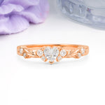 Dainty Twisted Branch Floral Outline Ball Prong Heart Cut Moissanite Engagement Ring - Additional view