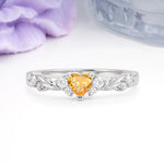 Dainty Twisted Branch Floral Outline Ball Prong Heart Cut Citrine Engagement Ring - Additional view