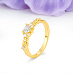 Dainty Twisted Branch Floral Outline Ball Prong Heart Cut Moissanite Engagement Ring - Additional view