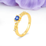 Dainty Twisted Branch Floral Outline Ball Prong Heart Cut Sapphire Engagement Ring - Additional view