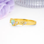 Dainty Twisted Branch Floral Outline Ball Prong Heart Cut Fire Opal Engagement Ring - Additional view