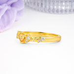 Dainty Twisted Branch Floral Outline Ball Prong Heart Cut Citrine Engagement Ring - Additional view