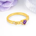 Dainty Twisted Branch Floral Outline Ball Prong Heart Cut Amethyst Engagement Ring - Additional view
