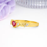 Dainty Twisted Branch Floral Outline Ball Prong Heart Cut Ruby Engagement Ring - Additional view