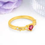Dainty Twisted Branch Floral Outline Ball Prong Heart Cut Ruby Engagement Ring - Additional view