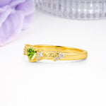Dainty Twisted Branch Floral Outline Ball Prong Heart Cut Peridot Engagement Ring - Additional view
