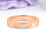 Vintage Hand?Etched Foliage Star Motif Heart Cut Moissanite Wedding Ring - Additional view