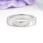 Vintage Hand?Etched Foliage Star Motif Heart Cut Moissanite Wedding Ring - Additional view