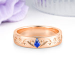Whimsical Vintage Filigree Scroll Kite Cut Sapphire Wedding Ring - Additional view