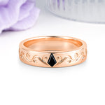 Whimsical Vintage Filigree Scroll Kite Cut Black Onyx Wedding Ring - Additional view