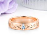 Whimsical Vintage Filigree Scroll Kite Cut Aquamarine Wedding Ring - Additional view