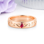 Whimsical Vintage Filigree Scroll Kite Cut Ruby Wedding Ring - Additional view