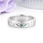 Whimsical Vintage Filigree Scroll Kite Cut Moss Agate Wedding Ring - Additional view