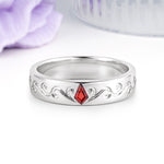 Whimsical Vintage Filigree Scroll Kite Cut Garnet Wedding Ring - Additional view